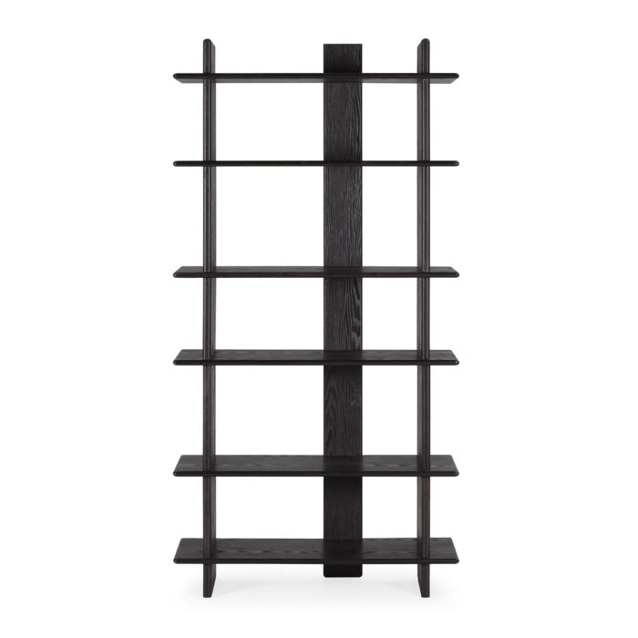 Estantería en madera de caucho negro 98 cm