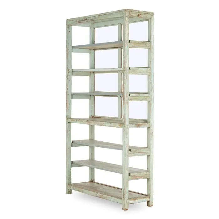 Estantería Antigua Madera Verde Envejecido, 114 Cm
