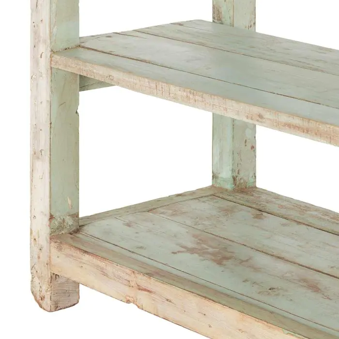 Estantería Antigua Madera Verde Envejecido, 114 Cm