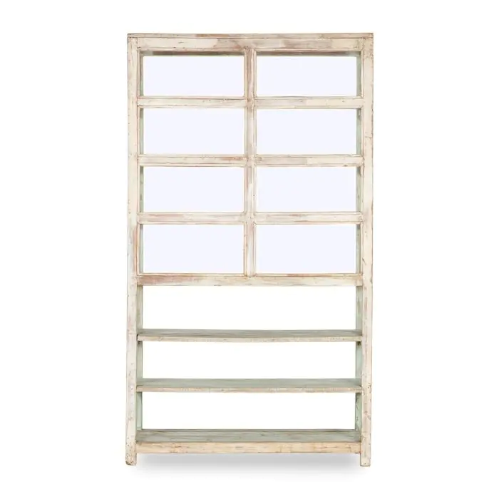 Estantería Antigua Madera Verde Envejecido, 114 Cm