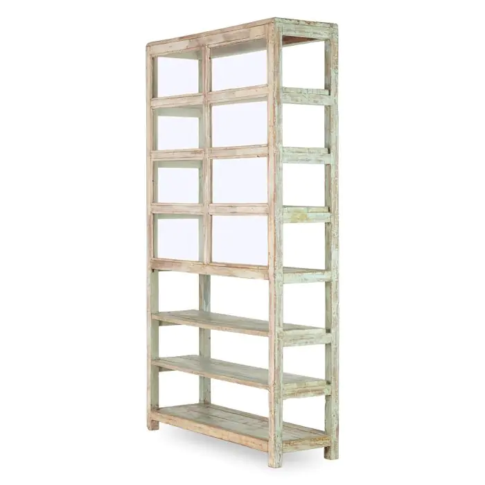 Estantería Antigua Madera Verde Envejecido, 114 Cm