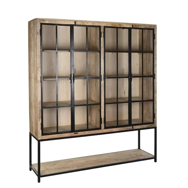 Vitrina Estilo Industrial Madera Mango Metal Natural, 200 Cm