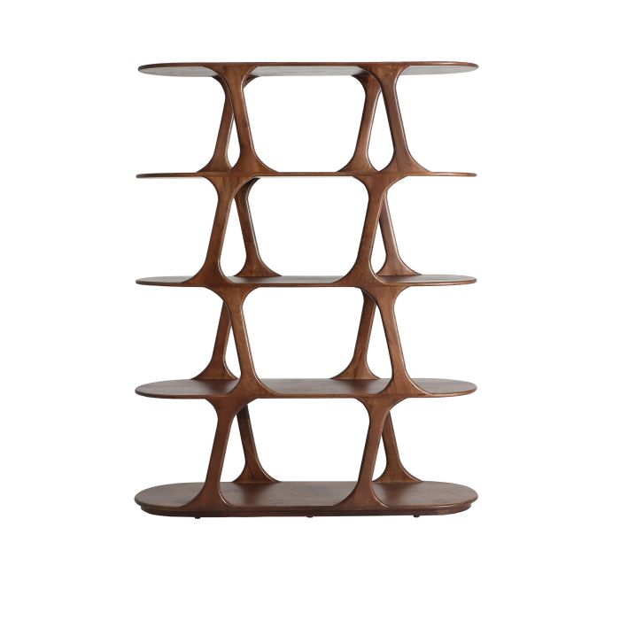 Estantería en madera de mango marrón.