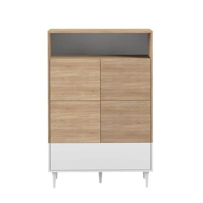 Aparador Alto Blanco Roble Natural, 140,6 Cm