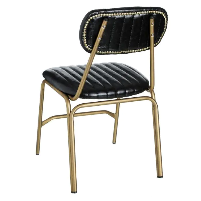 Silla Vintage Polipiel Negro Metal Dorado