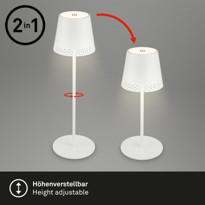 Lámpara Sobremesa Exterior Metal Blanco, 22 - 38 Cm