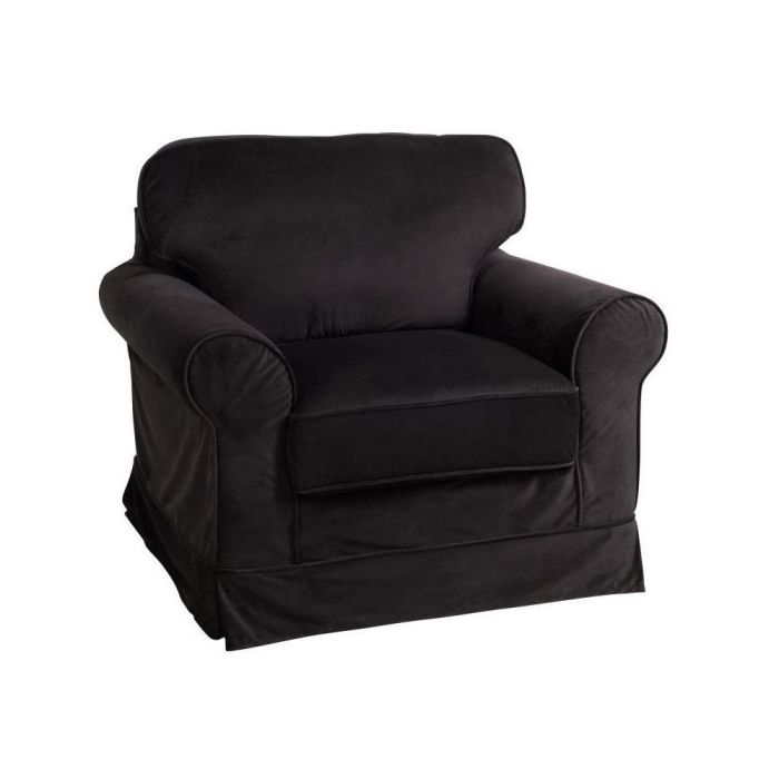 Sillón Tapizado Terciopelo Negro, 102 Cm