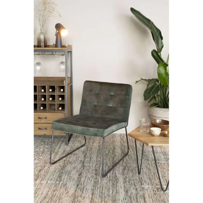 Sillón Tejido Metal Verde Gris, 75 Cm