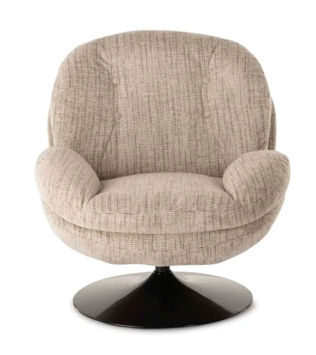 Sillón Giratorio Tejido Beige Jaspeado Metal, 81 Cm