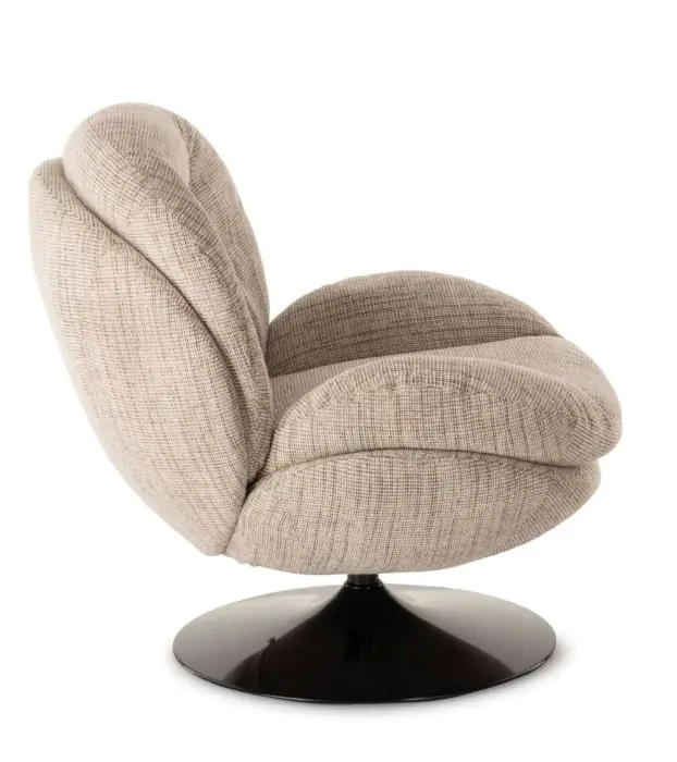 Sillón Giratorio Tejido Beige Jaspeado Metal, 81 Cm
