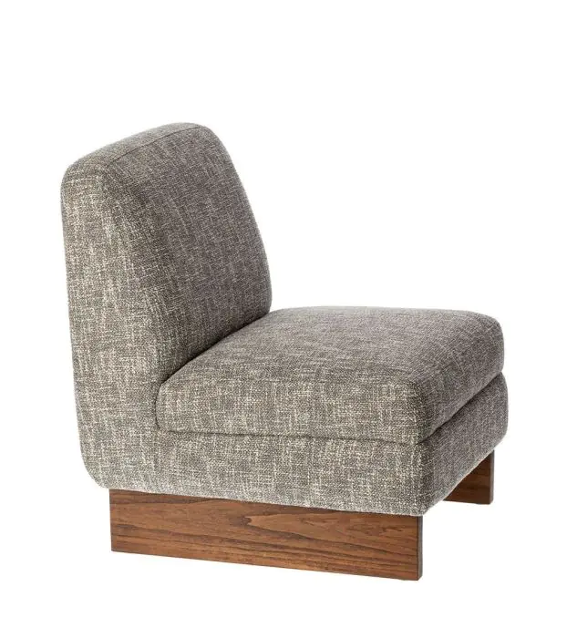 Sillón Tapizado Tejido Gris Jaspeado Madera Álamo, 65 Cm