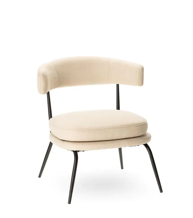 Sillón Tapizado Tejido Blanco Crudo Metal Negro, 68 Cm