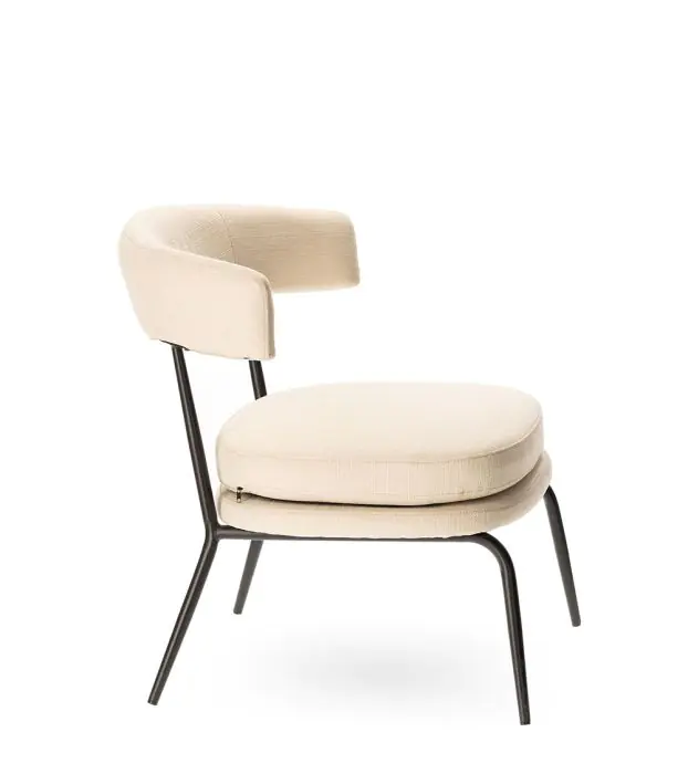 Sillón Tapizado Tejido Blanco Crudo Metal Negro, 68 Cm