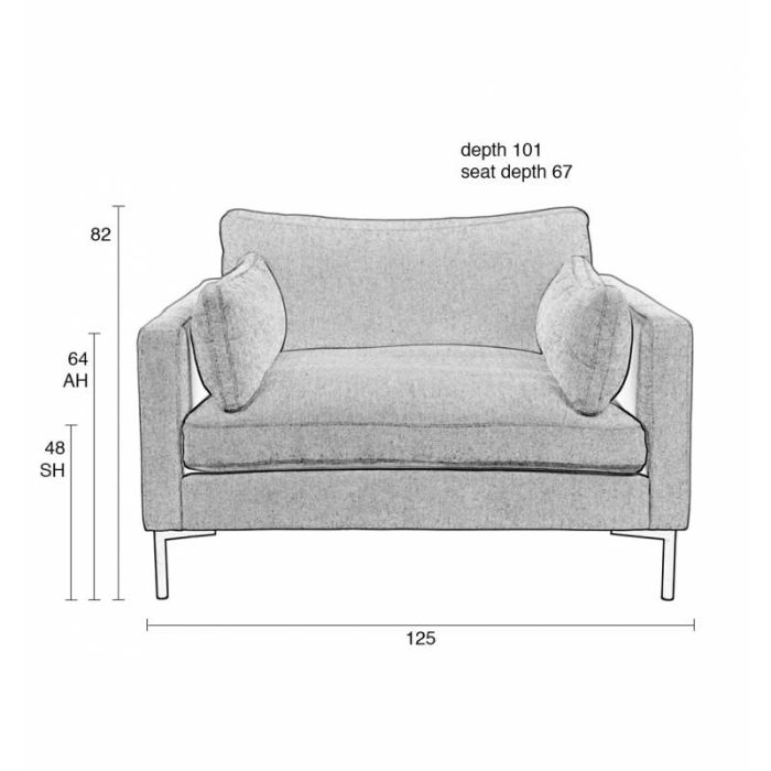 Sillón Moderno Contemporáneo Tejido Gris Acero, 101 Cm