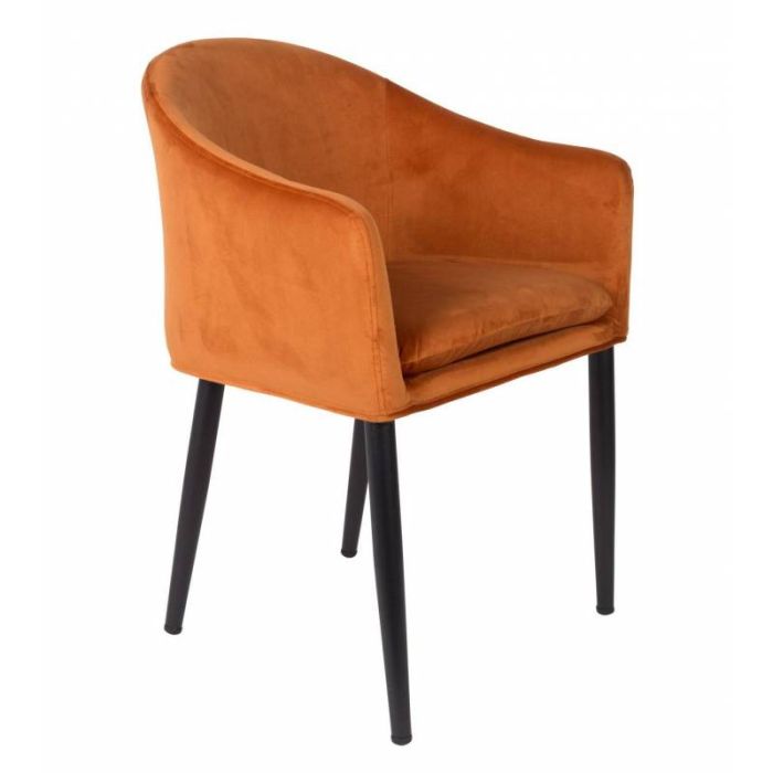 Silla Catelyn Estilo Vintage Naranja Tejido Terciopelo, 77 Cm