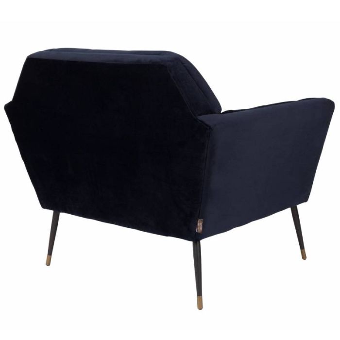 Sillón Tapizado Terciopelo Azul Oscuro Hierro, 73 Cm