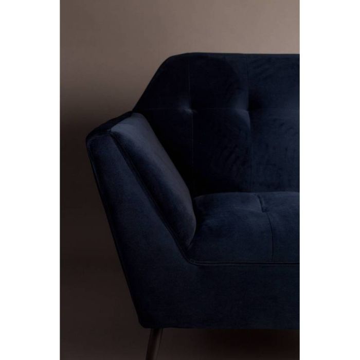 Sillón Tapizado Terciopelo Azul Oscuro Hierro, 73 Cm