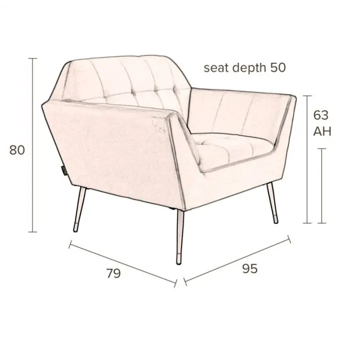 Sillón Tapizado Terciopelo Rosa Hierro Negro, 79 Cm