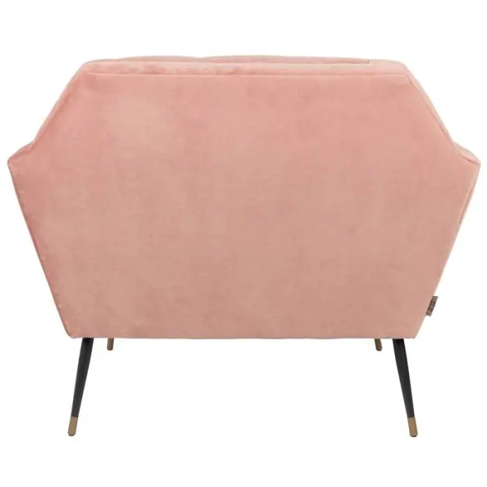 Sillón Tapizado Terciopelo Rosa Hierro Negro, 79 Cm