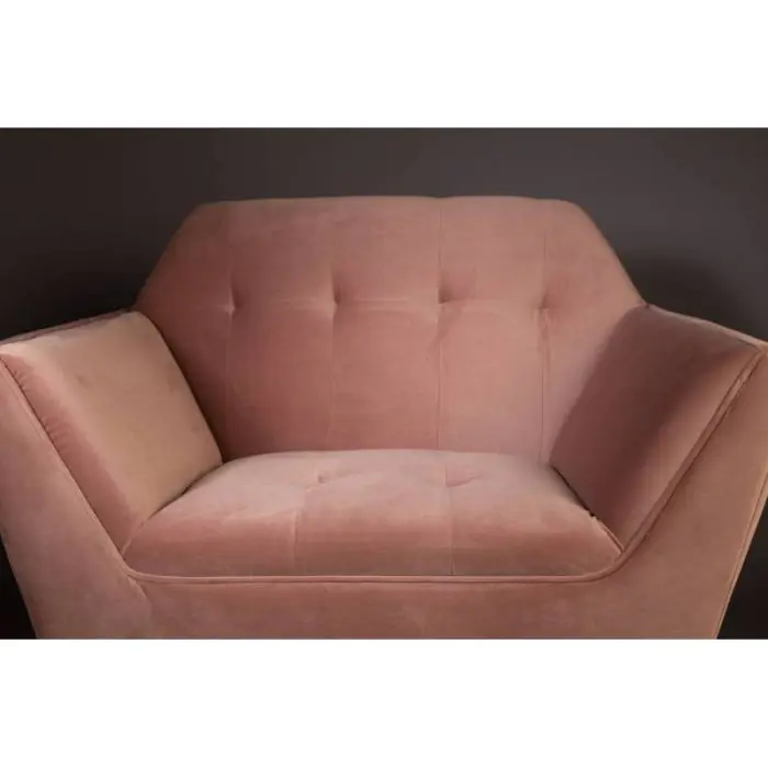 Sillón Tapizado Terciopelo Rosa Hierro Negro, 79 Cm