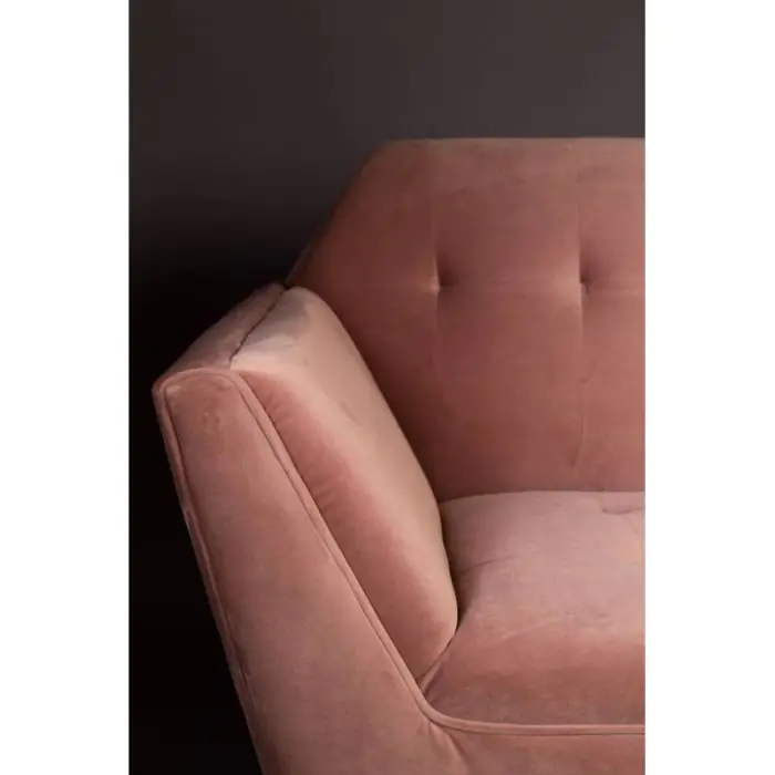 Sillón Tapizado Terciopelo Rosa Hierro Negro, 79 Cm