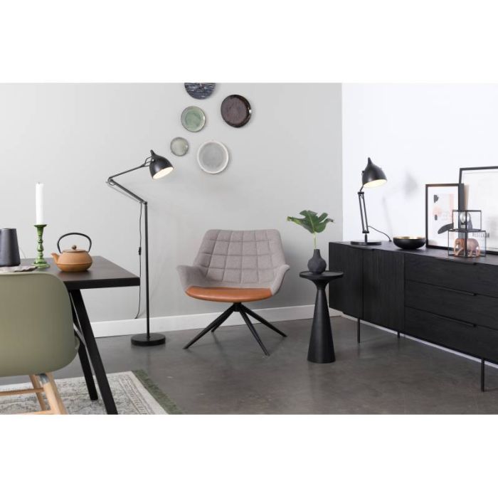Sillón Tejido Símil Piel Gris Marrón Metal, 80'5 Cm