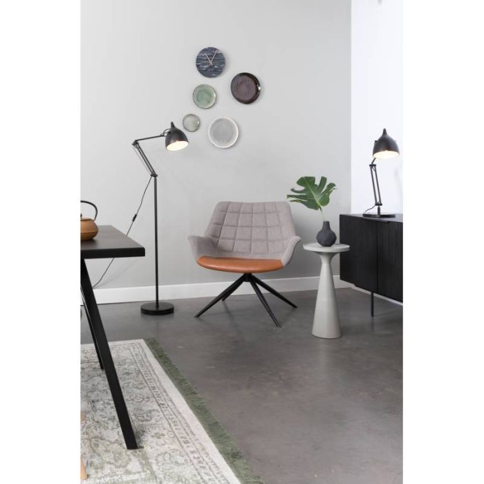 Sillón Tejido Símil Piel Gris Marrón Metal, 80'5 Cm