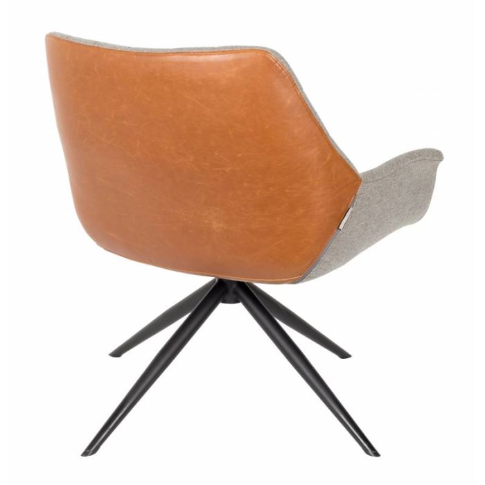 Sillón Tejido Símil Piel Gris Marrón Metal, 80'5 Cm