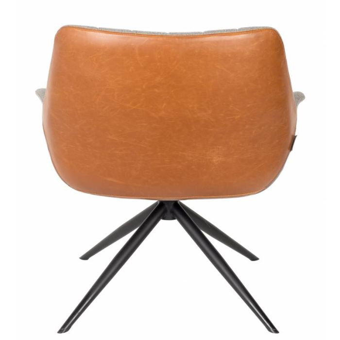 Sillón Tejido Símil Piel Gris Marrón Metal, 80'5 Cm
