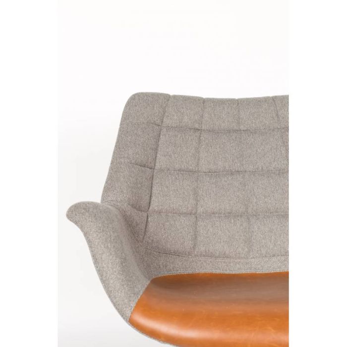 Sillón Tejido Símil Piel Gris Marrón Metal, 80'5 Cm