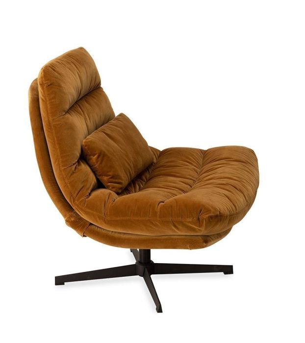 Sillón Terciopelo Color Camel Metal Negro, 82 Cm