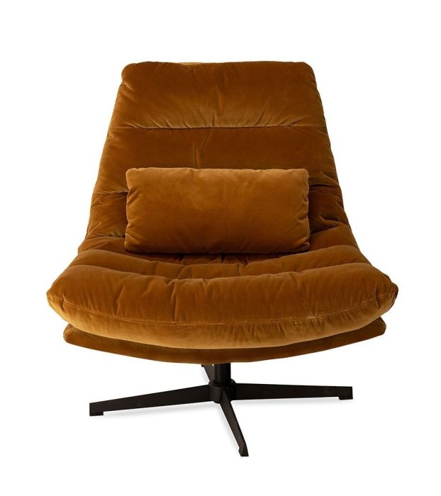 Sillón Terciopelo Color Camel Metal Negro, 82 Cm