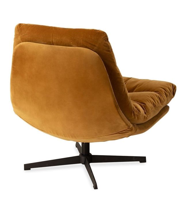 Sillón Terciopelo Color Camel Metal Negro, 82 Cm