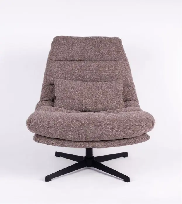 Sillón Tela Marrón Metal Negro, 82 Cm