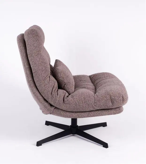 Sillón Tela Marrón Metal Negro, 82 Cm