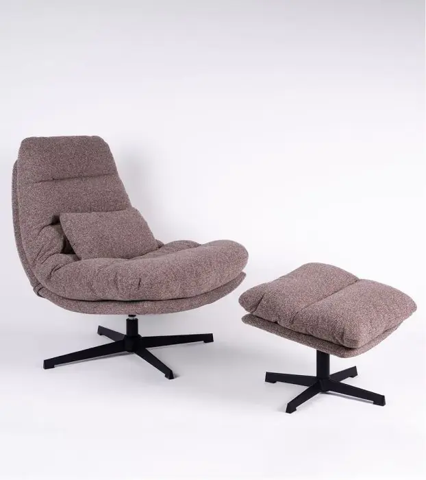 Sillón Tela Marrón Metal Negro, 82 Cm