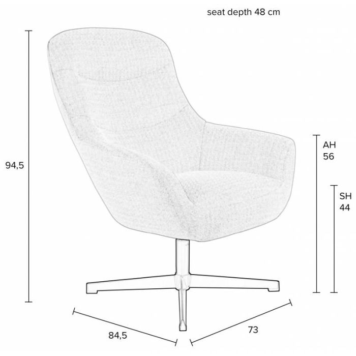 Sillón Giratorio Lounge Blanco Roto, 84'5 Cm