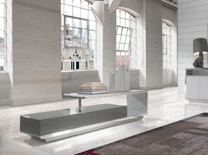 Mueble Tv Moderno lacado Blanco, 200 cm