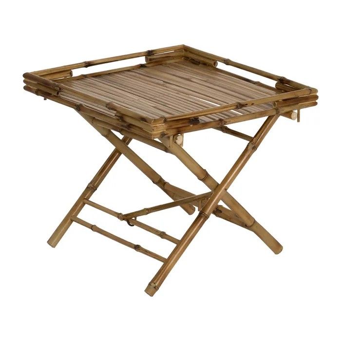 Mesa auxiliar tropical en bambú natural.