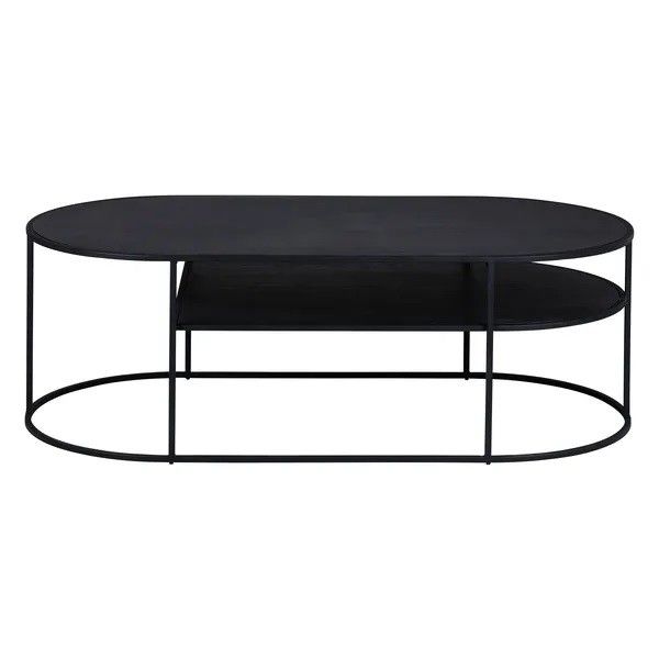 Mesa Centro Ovalada Grayson Chapa Roble Negro, 120 Cm