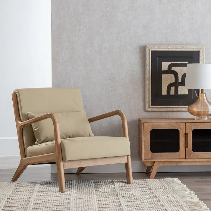 Sillón Natural-Beige Tejido-Madera, 66 Cm