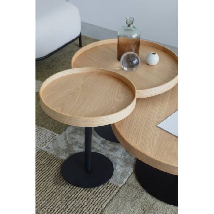 Mesa Auxiliar Redonda Roble Hierro, 40 Cm
