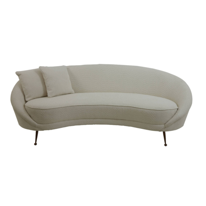 Sofá Bouclé Color Crema Acero, 221 Cm
