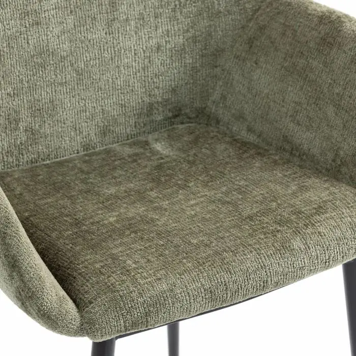 Silla Comedor Tejido Chenilla Caqui Metal, 58 Cm