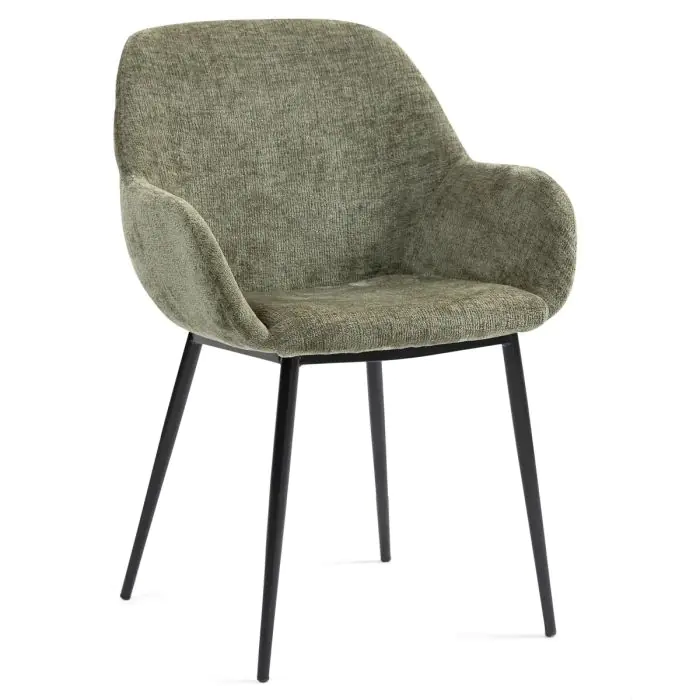 Silla Comedor Tejido Chenilla Caqui Metal, 58 Cm