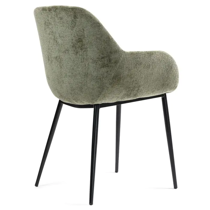 Silla Comedor Tejido Chenilla Caqui Metal, 58 Cm