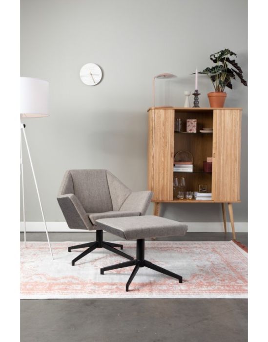 Sillón Tapizado Textil Beige Metal Negro, 66 Cm