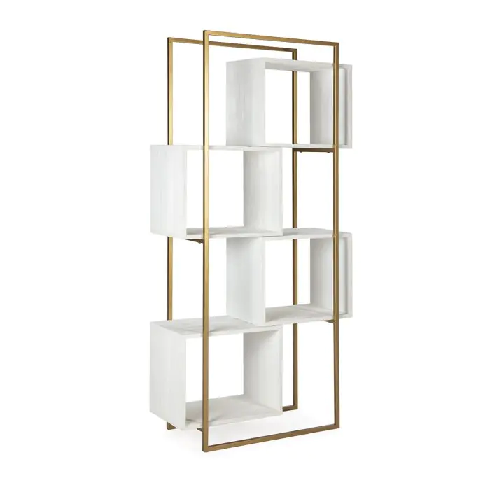 Estantería Madera Blanco/ Metal Dorado, 95 Cm.