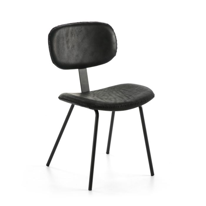 Silla de Piel y Metal en Negro.