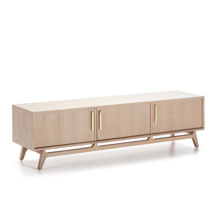 Mueble TV Estilo Escandinavo en Madera natural con Pátina Gris.